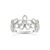 Sterling Silver Synthetic White Opal Flower Ring