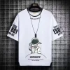เสื้อยืดผู้ชาย พิมพ์ลายปลาฉลาม แฟชั่นฤดูร้อน สไตล์เกาหลี เสื้อยืดชาย