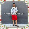 CARTOON KNIT SET (TOP+SKIRT)