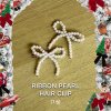 ribbon pearl hair clip
