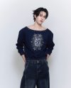 TFF - Off Shoulder Sweater Flex - Navy Blue