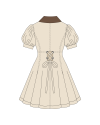 TYT-Puff Sleeve Contrast Collar Dress-Cream