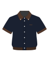 TYT-Contrast Collar Cropped Shirt