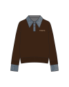 TYT-Layered Collar Sweatshirt-Brown