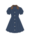 TYT-Puff Sleeve Denim Dress-Blue