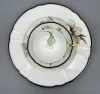 Trio Porcelain - set of white roses - Elegant blue and gold rimmed