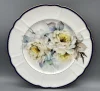 Trio Porcelain - set of white roses - Elegant blue and gold rimmed