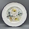 Trio Porcelain - set of white roses - Elegant blue and gold rimmed