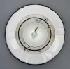 Trio Porcelain - set of white roses - Elegant blue and gold rimmed
