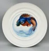 White with Silver Rimmed Plate-Siamese Fish