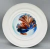 White with Silver Rimmed Plate-Siamese Fish