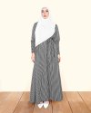 REEM STRIPE COTTON DRESS - BLACK