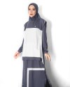 FARAH SPORT KHIMAR (TWO TONE)- HIJAB KHIMAR JILBAB OLAHRAGA MUSLIMAH SYAR'I MENUTUP DADA LONGGAR- DARK GREY