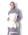 FARAH SPORT KHIMAR (TWO TONE)- HIJAB KHIMAR JILBAB OLAHRAGA MUSLIMAH SYAR'I MENUTUP DADA LONGGAR- GREY PURPLE