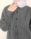 SHILLA STRIPE COTTON SHIRT - BLACK