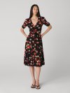 DVF KOREN REVERSIBLE DRESS SHIP LIGHTS BLACK/SEU LEOP BIG SIG RED