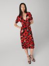 DVF KOREN REVERSIBLE DRESS SHIP LIGHTS BLACK/SEU LEOP BIG SIG RED