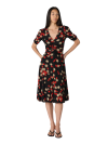 DVF KOREN REVERSIBLE DRESS SHIP LIGHTS BLACK/SEU LEOP BIG SIG RED