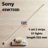 #หลอดเเบล็คไลท์ทีวีโซนี่ BACKLIGHT Sony รุ่น 49W750D 1set 2 เส้น 57 LED 3 V ยาว 532 mm
