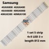 #หลอดเเบล็คไลท์ทีวีซัมซุง BACKLIGHT Samsung รุ่น 40JU6000 : 40JU6400 : 40JU6600 : 40KU6000 : 40KU6300 : 40MU6100 1set 5 เส้น 4+5 LED 3 V ยาว 813 mm