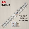 #หลอดเเบล็คไลท์ทีวีแอลจี BACKLIGHT LG รุ่น 32LS3150  1set 4 เส้น 7 LED 3 V ยาว 630 mm