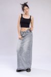 BLEACH DENIM STRAP DETAIL SKIRT