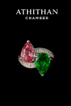 PERFECT DUO Warm Pink Spinel & Green Tsavorite Ring