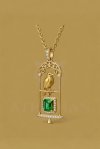 JEWEL KEEPER : Nestled in Glittering Golden Cage | Tsavorite Pendant
