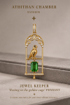 THE JEWEL KEEPER : Resting in Golden Cage Tsavorite Pendant