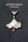 OPALINE DANCE - Padparadscha, Mother of Pearl Pendant (Pre-order 45 วัน)