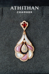 CAMELLIA FLOWER - Garnet, Mother of Pearl Pendant (Pre-order 45 days)