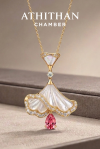 OPALINE DANCE - Padparadscha, Mother of Pearl Pendant (พรีออเดอร์ 45 วัน)