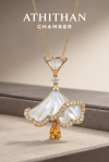 OPALINE DANCE - Yellow Sapphire & Mother of Pearl Pendant
