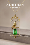 THE JEWEL KEEPER : Resting in Golden Cage Tsavorite Pendant