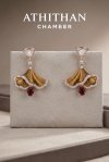Garnet, Tiger Eye & Mother of Pearl Earrings (พรีออเดอร์ 45 วัน)