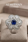 REGAL FLOWER Blue Sapphire Ring