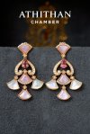 PETAL SERENADE - Padparadscha & Mother of Pearl Earrings (Pre-order 45 days)