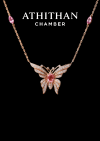 PARADISE BUTTERFLY Padparadscha Sapphire Pendant Necklece