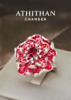 Red Spinel Enamel Flower Ring & Pendant