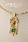 THE JEWEL KEEPER : Resting in Golden Cage Tsavorite Pendant