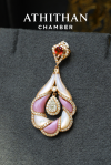 CAMELLIA FLOWER - Garnet, Mother of Pearl Pendant (Pre-order 45 days)