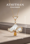 OPALINE DANCE - Yellow Sapphire & Mother of Pearl Pendant