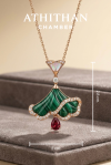 OPALINE DANCE - Garnet, Malachite & Mother of Pearl Pendant (Pre-order 45 days)