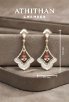 Padparadcha & Mother of Pearl Earrings (พรีออเดอร์ 45 วัน)