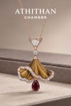 Garnet, Tiger Eye & Mother of Pearl Pendant (พรีออเดอร์ 45 วัน)