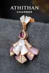 ROSALINE FAN - Garnet, Mother of Pearl Pendant (Pre-order 45 days)
