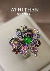 Jade & Tourmaline Mixed Coated Flower Ring