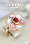 CAMELLIA FLOWER Garnet Ring