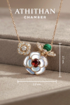 BEE & BLOOM - Garnet, Malachite, Mother of Pearl Pendant Necklace
