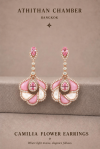 CAMELLIA FLOWER Padparadscha Earrings